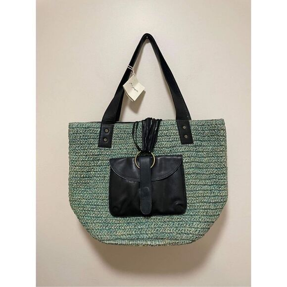 New Free People En Riva Raffia Tote Size OS 18”L x13”H 8”W - Picture 3 of 8